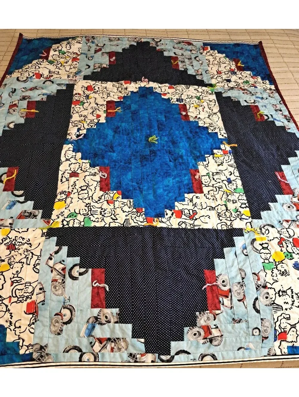 Vintage 1990's Handmade Children's Crib or Lap Quilt Tractors 24